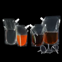500pcs 500ml Standup Plastic Drink Packaging Bag Spout Pouch for Beverage Liquid Juice Milk Coffee Clear Bag W0001