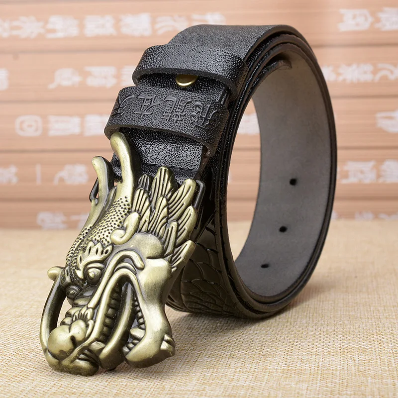 Новый роскошный китайский дракон мужской пояс из натуральной кожи ремень