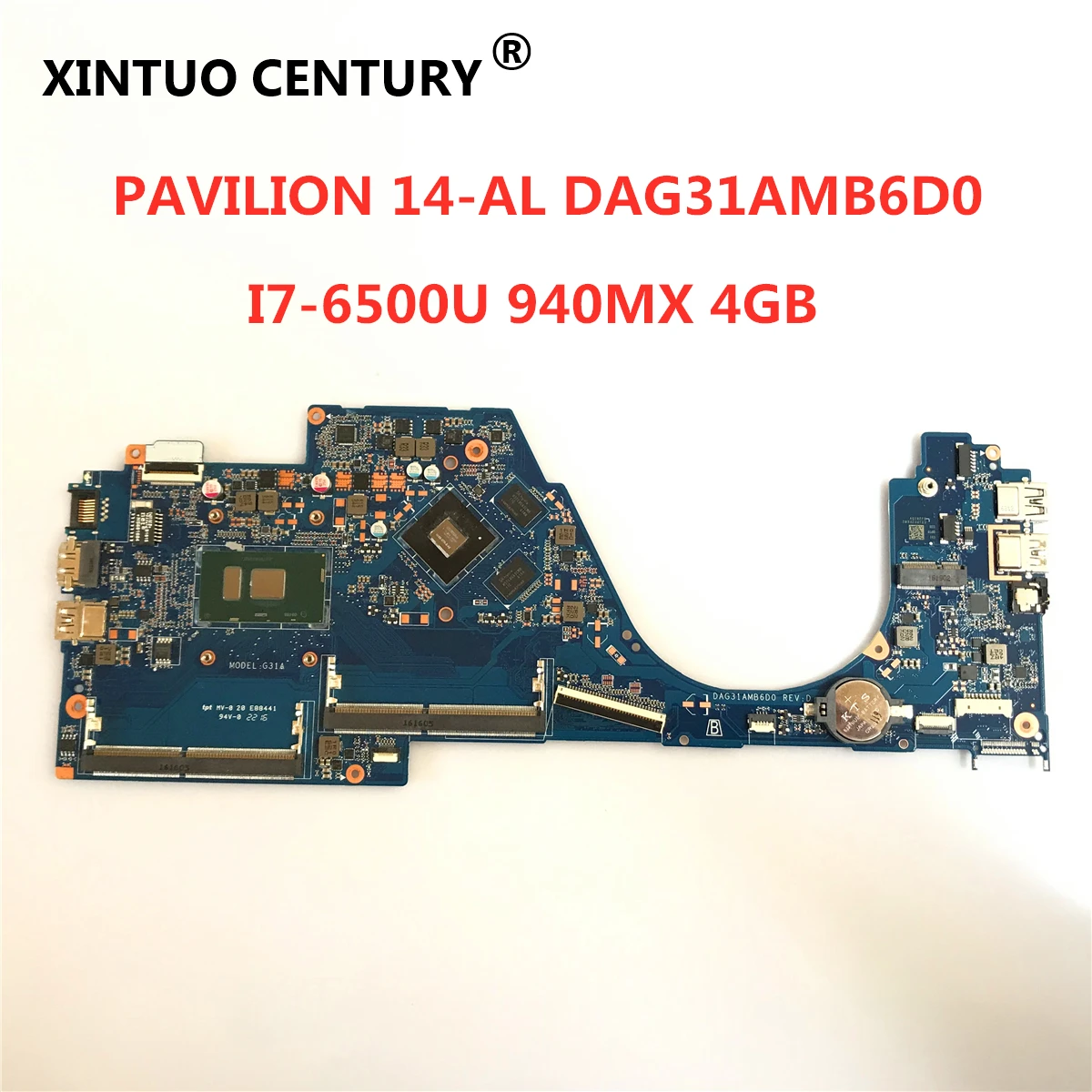 

Материнская плата DAG31AMB6D0 для ноутбука HP PAVILION 14-AL, материнская плата 855838-601 I7-6500U CPU 940MX 4G GPU 100%, полностью протестирована