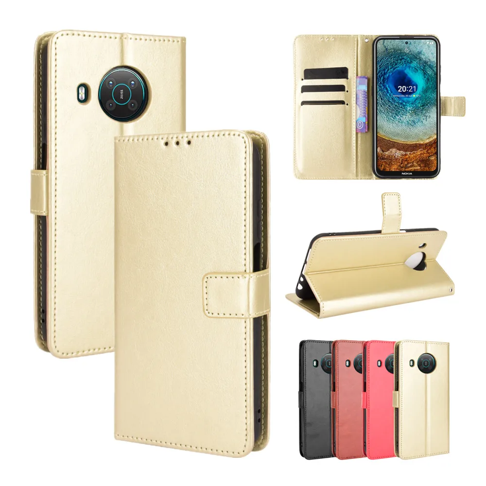 

Flip Card Holder Phone Case for Nokia X10 X20 1.4 C1 Plus 7.3 6.3 G10 G20 5.4 C2Tava PU Leather Crazy Horse Pattern Wallet Cover
