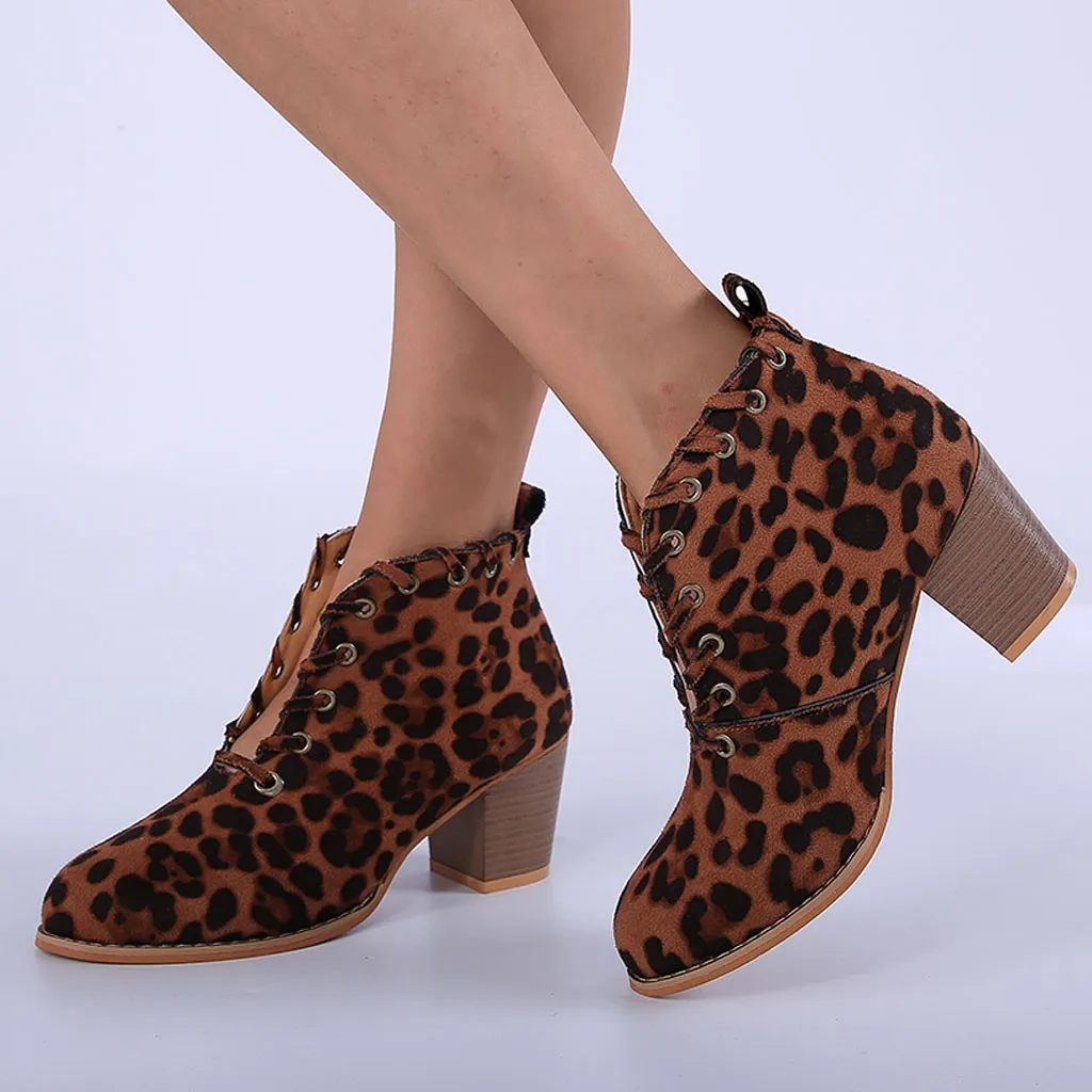 Женские ботильоны с леопардовым принтом Модные женские в стиле ретро