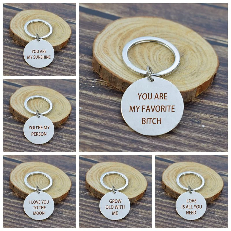 Брелок с гравировкой букв Ты моя любимая брелок для влюбленных пар модные