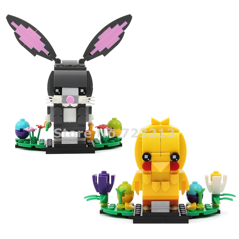 Одиночное пасхальное яйцо курица кролик животное модель MOC строительные блоки
