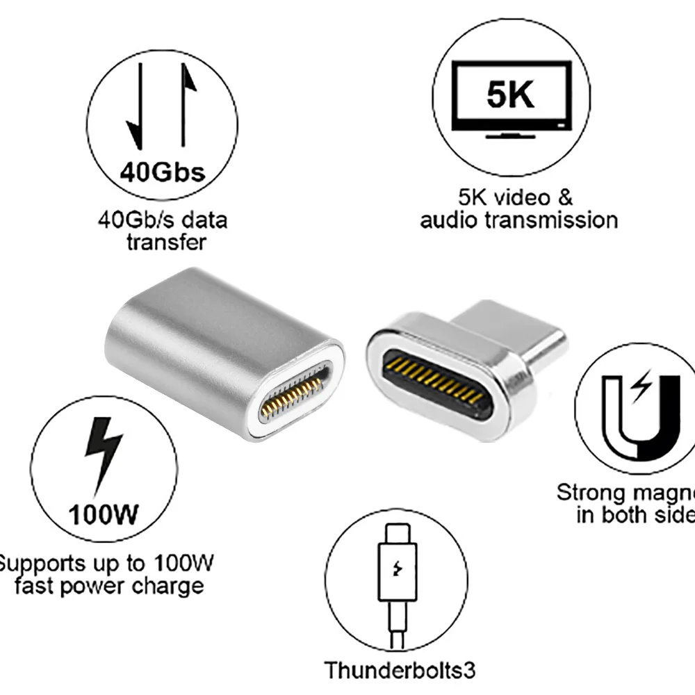 Upmely Магнитный 24-контактный разъем типа C для Thunderbolt 3 PD 100 Вт 40Gbp/s конвертер USB