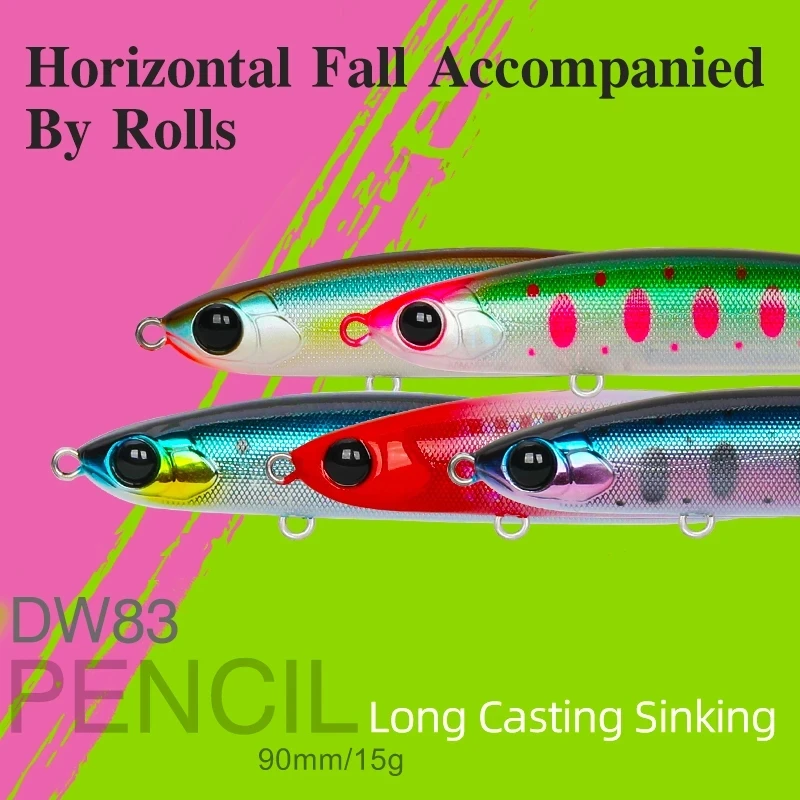 

TSURINOYA SWORDSMAN DW83 90S Sinking Pencil Fishing Lure 90mm 15g Long Casting Sinking Minnow Pencil Full Swimming Layer