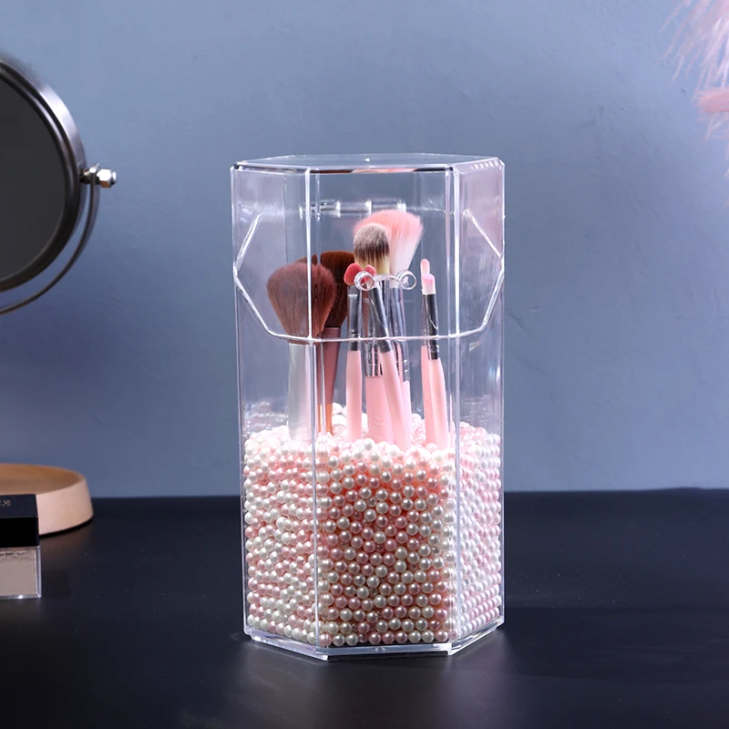 Шестигранный пластиковый органайзер для макияжа коробка хранения косметики