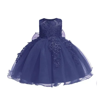 navy blue Платья на крестины для новорожденных девочек; детское платье на крещение малыша; детское белое платье для свадебной вечеринки; наряд на день рождения; 1 год - Цвет: navy blue