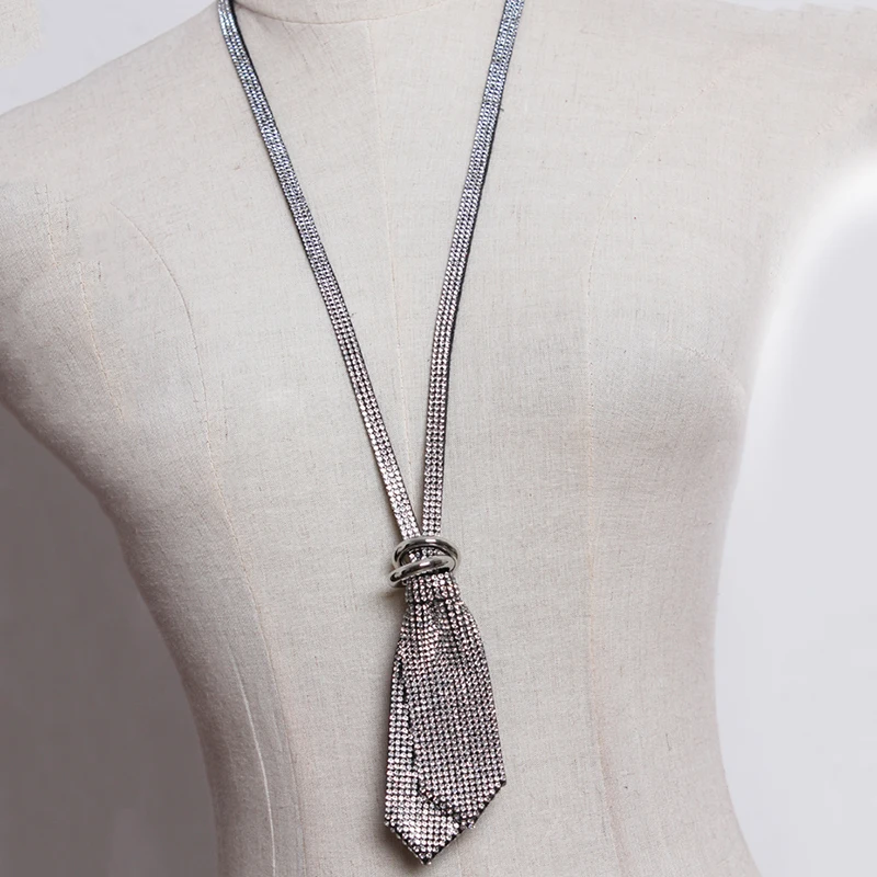 Женское длинное ожерелье EAM с разрезом и стразы весна-лето 2021 | Украшения