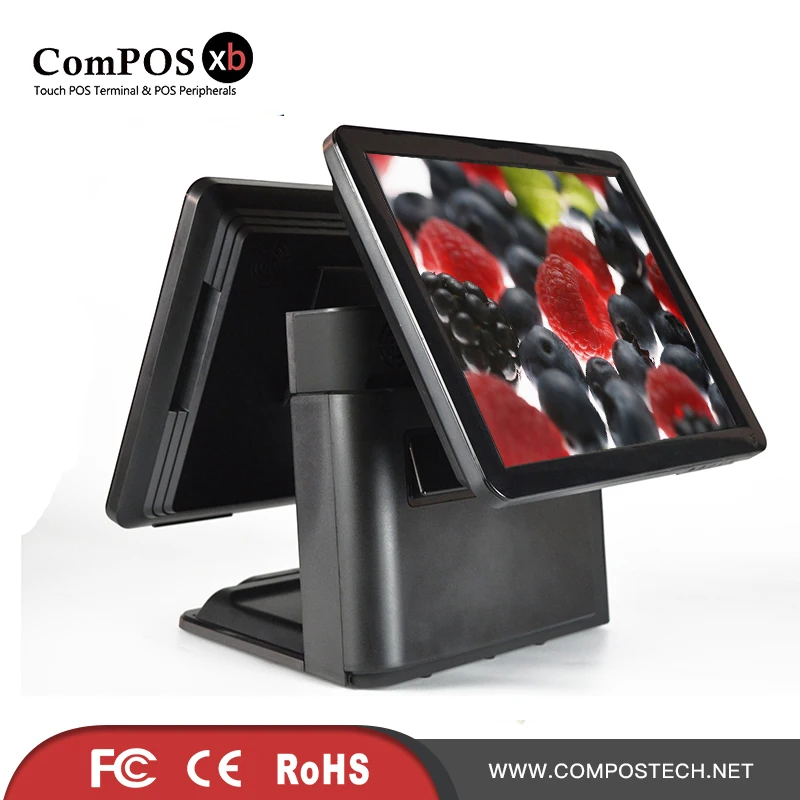 Хороший 15-дюймовый сенсорный POS-терминал с 15-дюймовым вторым монитором