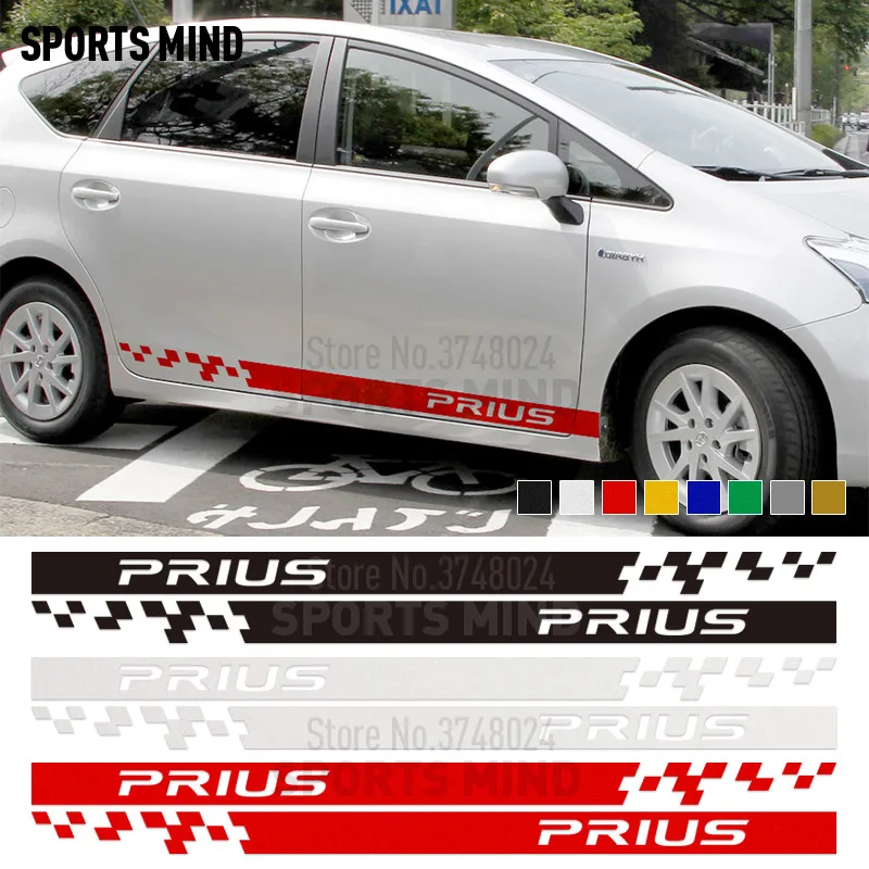 1 пара спортивные наклейки в полоску на дверь автомобиля для Toyota Prius TRD C