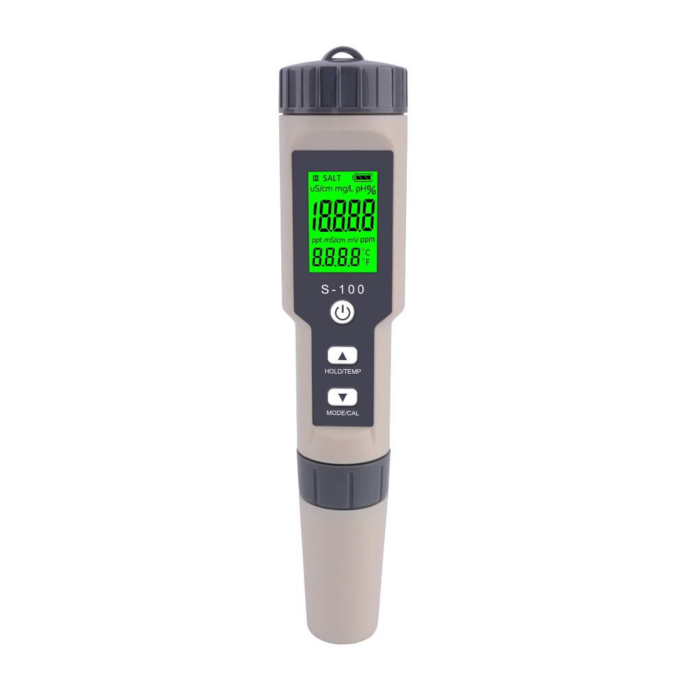 S-100 Yieryi 4 в 1 соль/EC/TDS/TEMP метр S-100 соль метр тестер солености водонепроницаемый соленомер датчик качества воды измерительный инструмент - Цвет: S-100