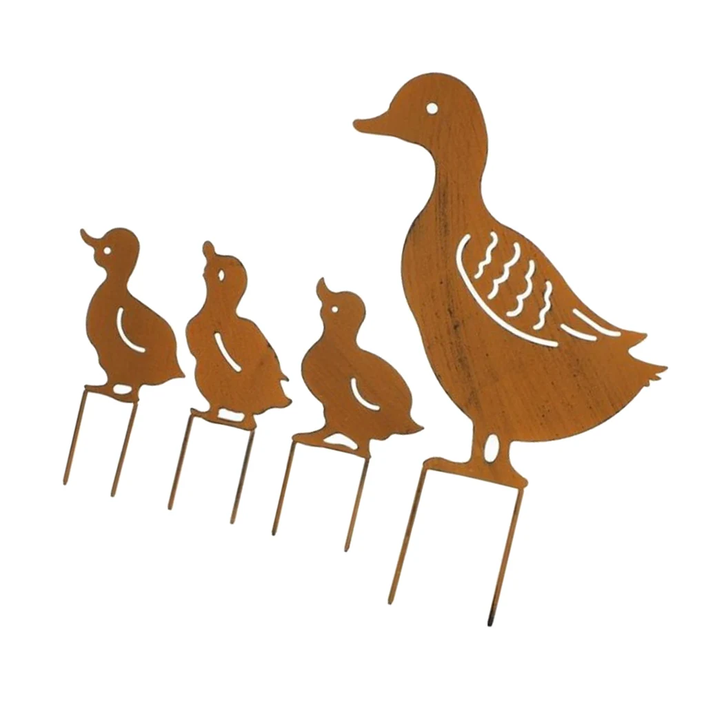 Набор из 4 Ретро украшений в форме утки садовые украшения металлические железные