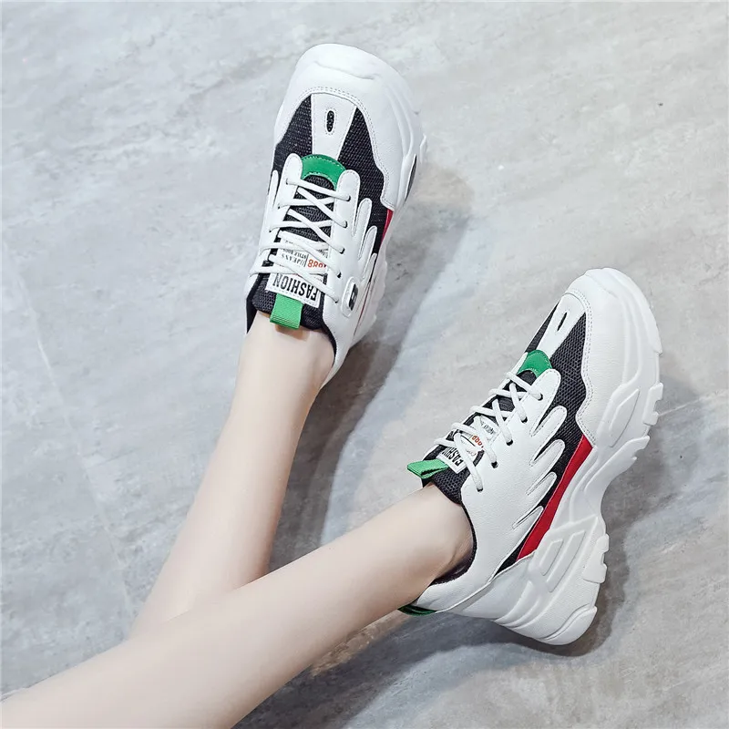 

Fashion Daddy Sneakers Autumn Students Women Web Celebrity Hot Sports Lace up Multicolor Casual Shoes Plus Size 36-42
