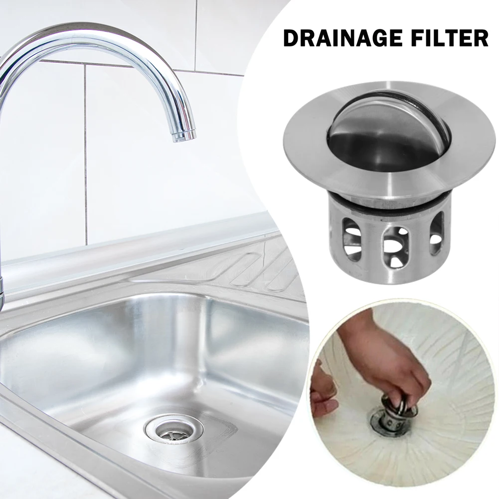 

Bounce Cover Sink Bathtub Washbasin Drain Plug Bathtub Plug Bounce Plug Head Drain Plug Flat Seal Brass Bathroom Drain Filter