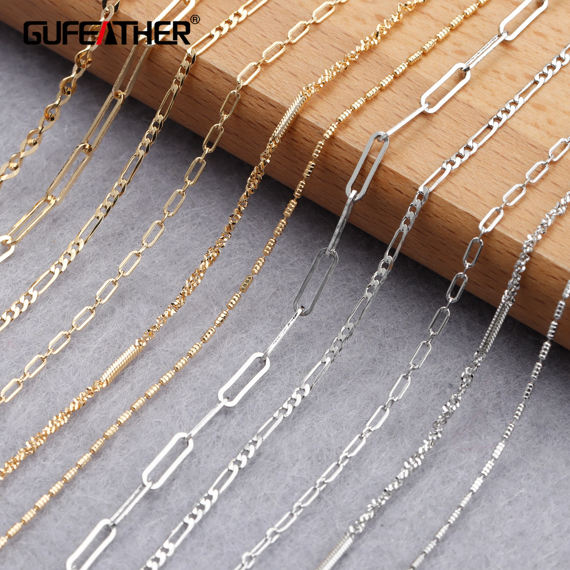 

GUFEATHER C154,diy chain,pass REACH,nickel free,18k gold rhodium plated,copper,charm,diy bracelet necklace,jewelry making,3m/lot