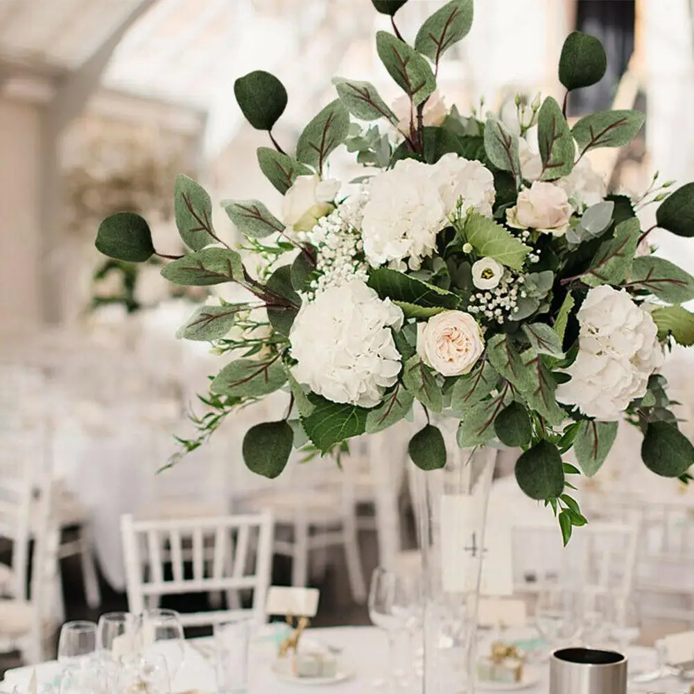 

1 Pcs Artificial Eucalyptus Leaves Stems Bulk Artificial Eucalyptus Silver Stems Greenery Face Branch Dollar Plant Faux Q9V0