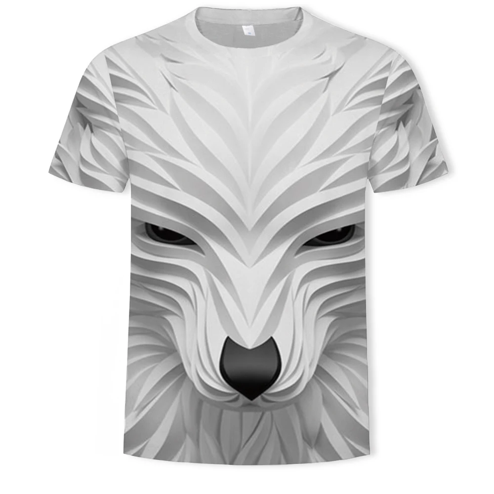 

3d printing men's and women's t-shirt summer casual daily animal fantasy wolf fox O-neck loose large size short sleeve trend