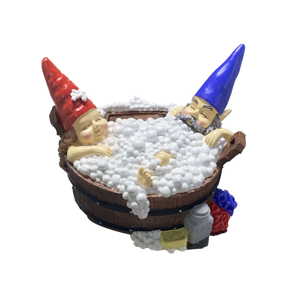 

Bubble Bath Gnomes Statue Sculpture Handmade Solar Resin Bathing Dwarf Lamp Night Light for Home Office Desk Garden Decor