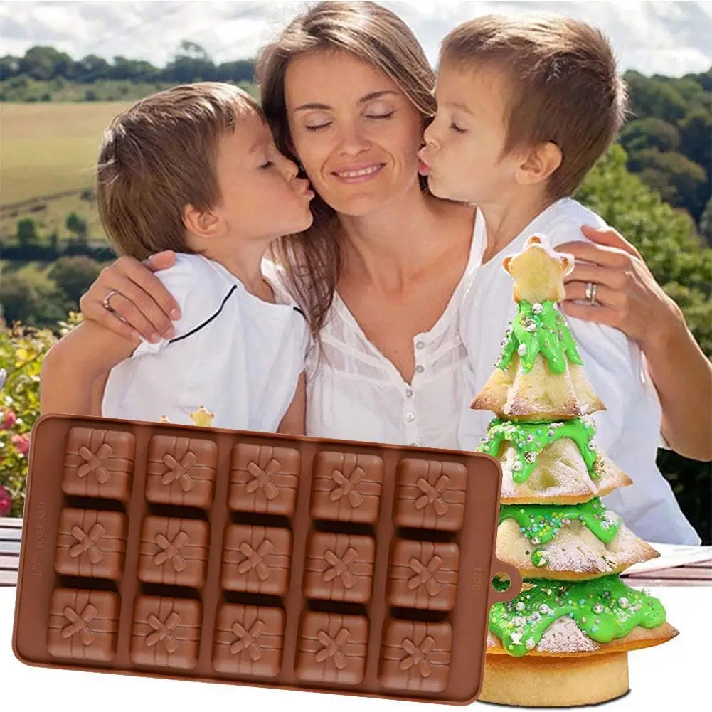 1 шт. 3D Силиконовые Формы Рождественский подарок коробка в кухня кубик для