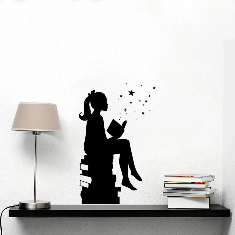 Волшебная настенная картинка для чтения книг девушек Настенный декор библиотеки
