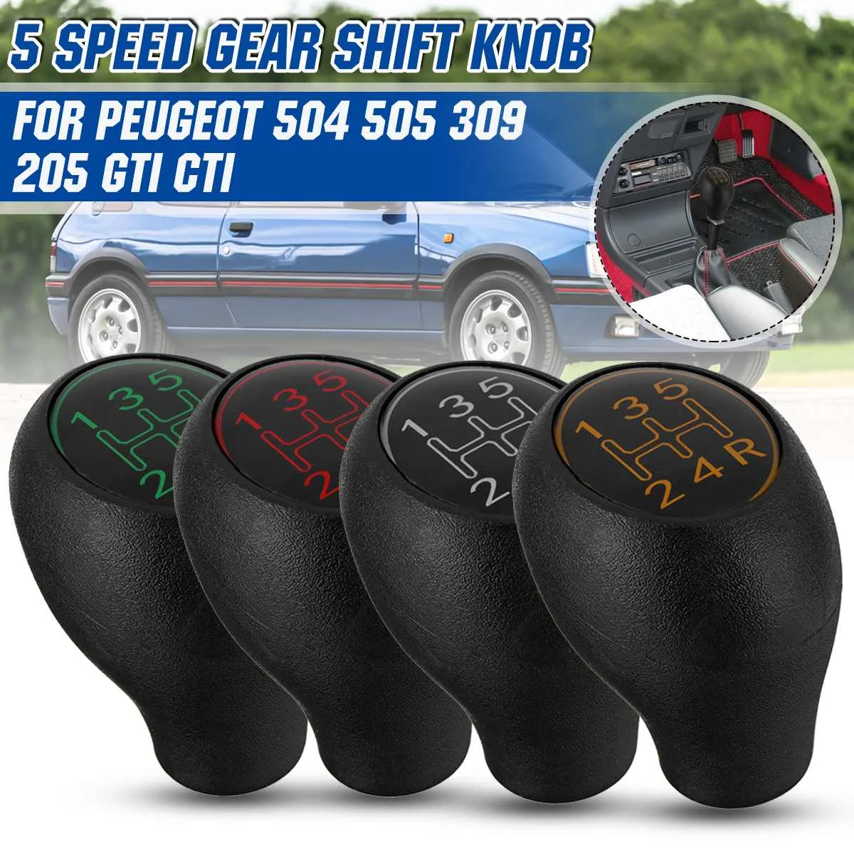 

5 Speed Car Manual Gear Shift Knob Lever Shifter Handle Stick Plastic For Peugeot 504 505 309 205 GTI CTI
