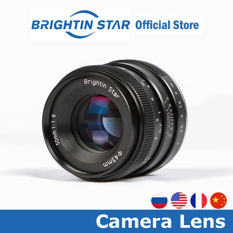 Brightin Star 50 мм F1.8 Большая диафрагма ручная фокусировка беззеркальная камера