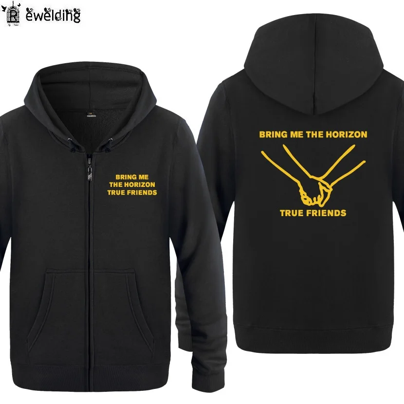 Толстовка мужская на молнии с капюшоном BRING ME THE HORIZON TRUE FRIENDS флисовая кофта в стиле