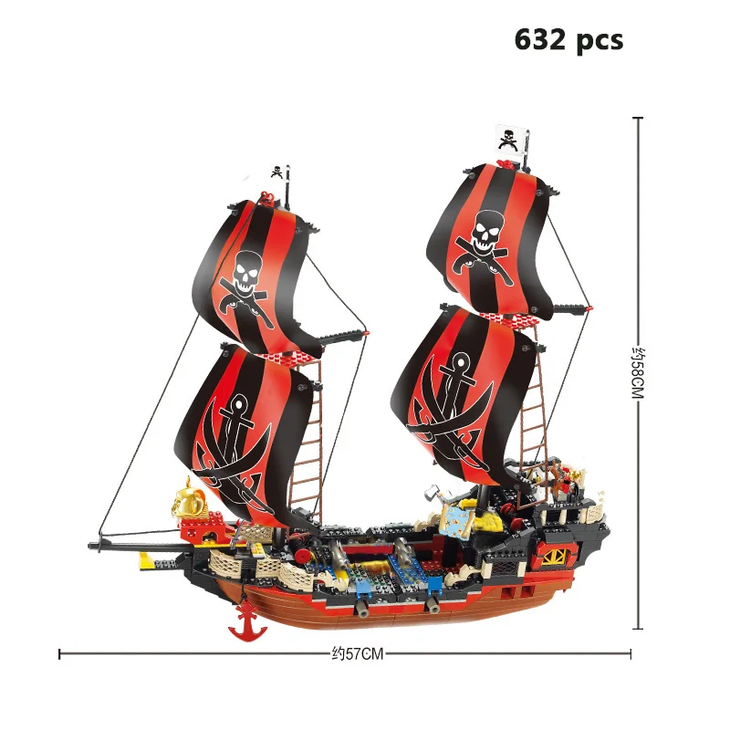 Пиратские модели кораблей совместимые с кораблем лодки замок Пираты Карибского