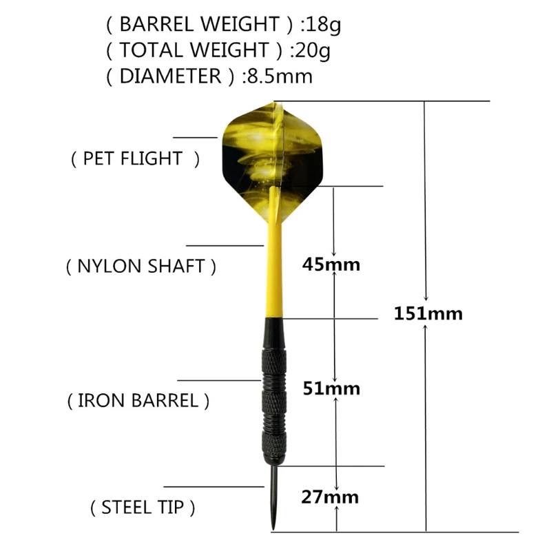 

12pcs Professional Darts Steel Tips Nylon Shafts Flight for Electronic Dartboard Dropshipping