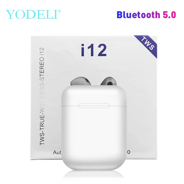 White Оригинальные i12 tws Bluetooth наушники, мини беспроводные наушники, Спортивная стереогарнитура, сенсорные беспроводные наушники для телефона xiaomi - Цвет: White