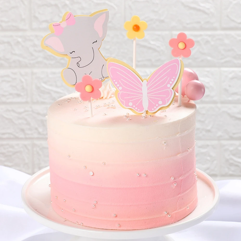 10 шт слон цветок бабочка торт Топпер Бумажные палочки для торта кекс