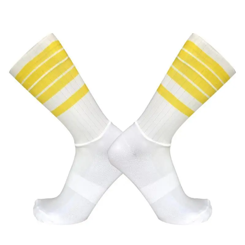 Yellow stripe Противоскользящие силиконовые летние Аэро носки Whiteline велосипедные носки мужские спортивные носки для бега велосипеда Calcetines Ciclismo - Цвет: Yellow stripe