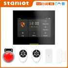 Staniot F900 Tuya Беспроводной Wi-Fi 4G Смарт домашняя охранная сигнализация Системы Наборы совместим с Alexa,Поддержка приложения для IOS и Android, Русский операторский интерфейс, И русское голосовое напоминание