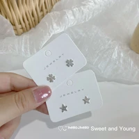 frosted geometric star clover shiny earrings women simple mini temperament wedding korean new jewelry accessories 2021 trendy