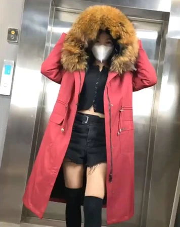

ZiZhen 2020 Woman New Parka Rabbit Fur Liner Raccoon Fur Trim Hood Long Autumn Winter Overcoat Thick Warm Fur 20200814-3