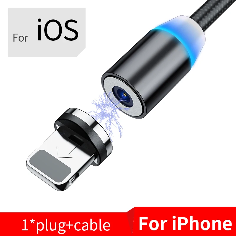 For iPhone Black Магнитный кабель Олаф 1 м 2 м Micro usb type-C кабель для iPhone 11 Pro Max XS samsung S8 S9 Быстрая зарядка магнитное зарядное устройство USB кабель - Цвет: For iPhone Black