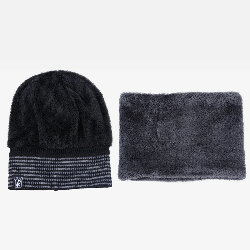 Зимняя вязаная шерстяная шапка с капюшоном для мужчин среднего и пожилого