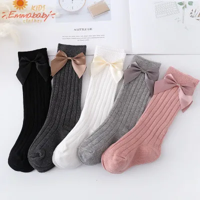 Новые носки для маленьких девочек с большим бантом милые Нескользящие ярких