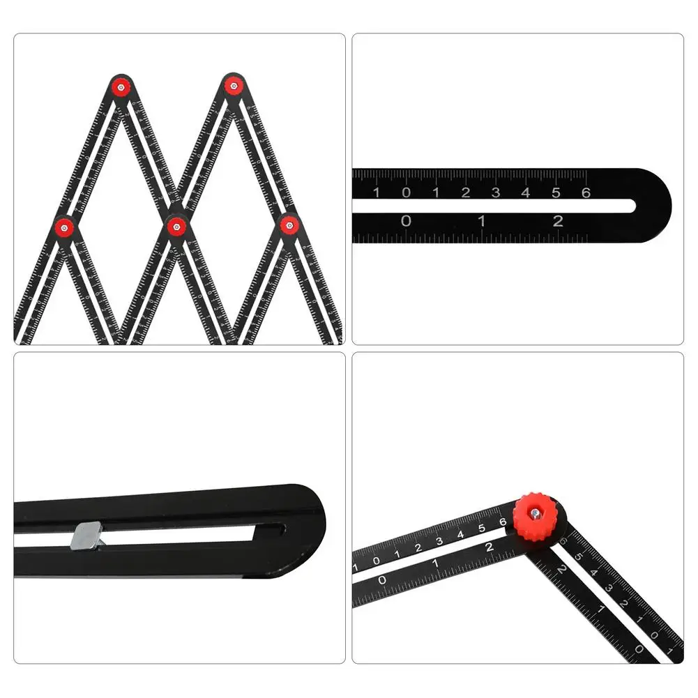 Multi Angle Measuring Ruler Tool Thicken Aluminum Alloy Folding Tile Hole Punch Guide Locator For Accurate Measure | Инструменты