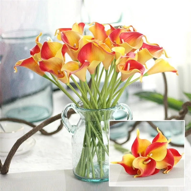 

5Pcs Artificial Flowers PU Calla Lily Flores Bouquets Wedding Decoration Fake Flowers Home Decoration Artificial Plants