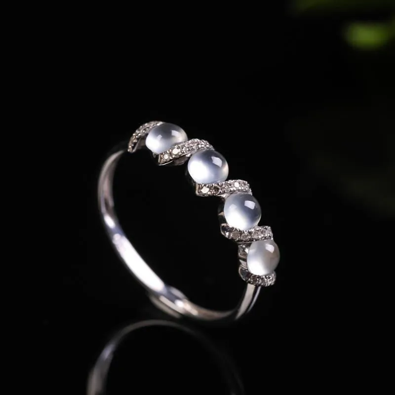 

Original Design Light Luxury S925 Sterling Silver Inlaid Natural Chalcedony Ring High Ice Chalcedony Kinds of Women's Elegant