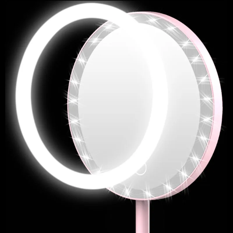 Rechargeable Makeup Mirror With Light 90 Degree Adjustable Portable Touch Screen Led Makeup Mirror With Storage