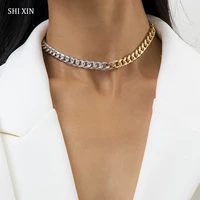 shixin splicing link chain necklace on the neck simple fashion short choker necklace chunky colar 2022 jewelry