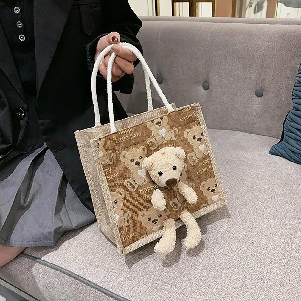 

Women Canvas Bag Shoulder Bag Simple Canvas Handbag Tote Large Capacity Embroidery Shopping Bag Cute Book Bags For Girls
