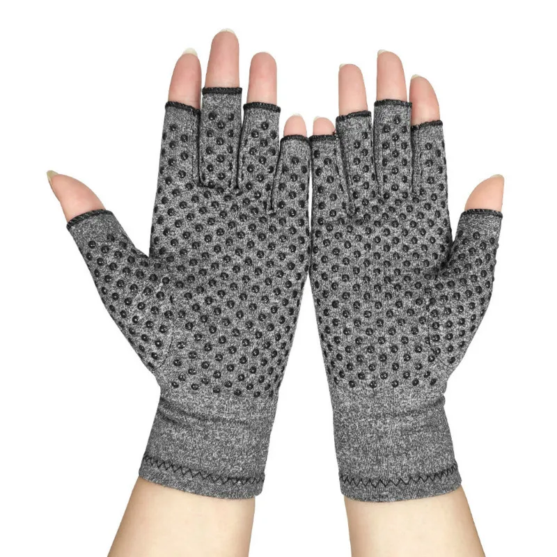 

2PCS Half Finger Anti Slip Arthritis Gym Gloves Premium Arthritic Joint Pain Relief Hand Gants Therapy Compression Mittens Glove