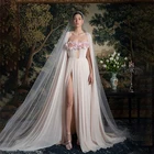 Женское свадебное платье без бретелек, белоецвета слоновой кости, со складками спереди и разрезом, свадебное платье с запахом