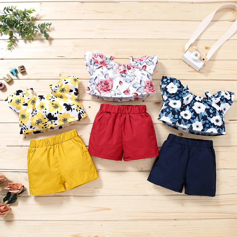 

Fashion Flower Baby Girls Clothing Set 1-3 Years Kids Girls Clothes Set Summer 2021 New Style Girl Clothes Party Baby Clothing