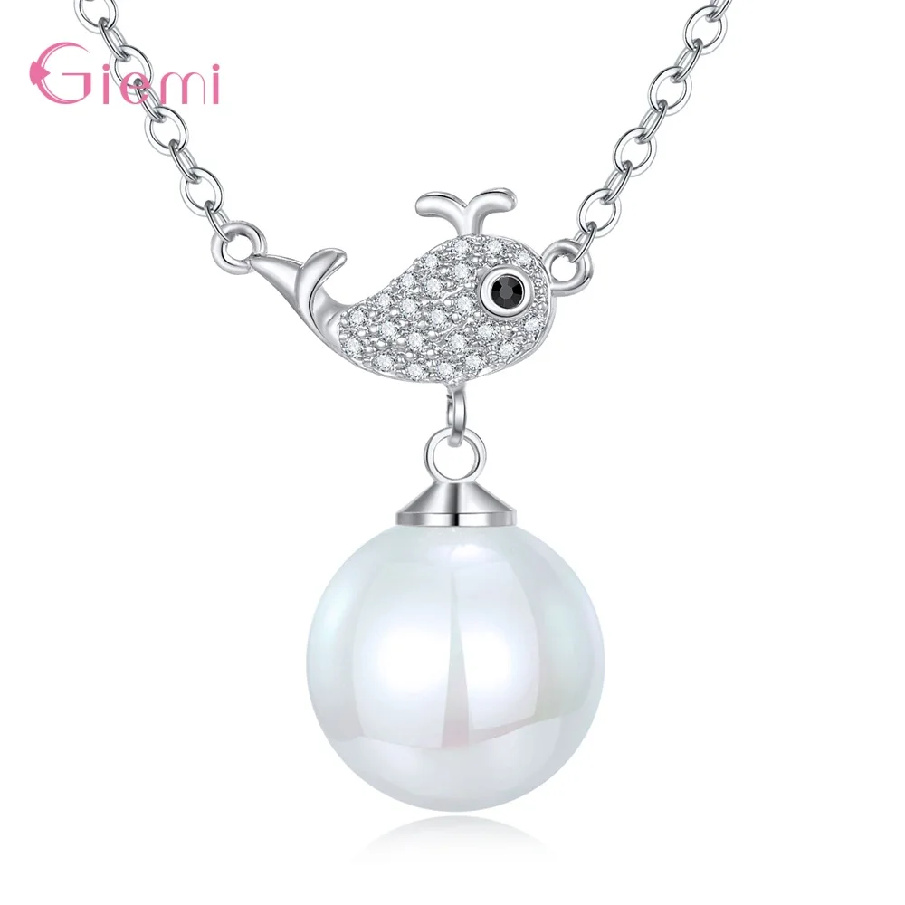 Женское ожерелье из серебра 925 пробы с кубическим цирконием и жемчугом