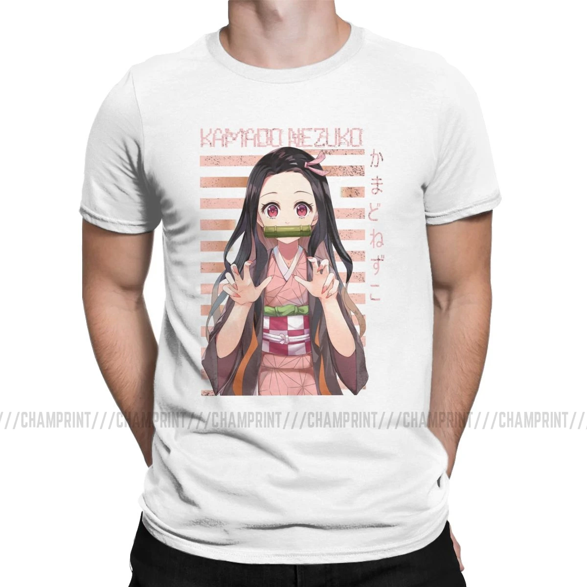 Nezuko Kimetsu No Yaiba, Мужская футболка, Demon Slayer, аниме, потрясающая футболка, футболка с коротким рукавом, хлопок, Новое поступление одежда - Цвет: Белый