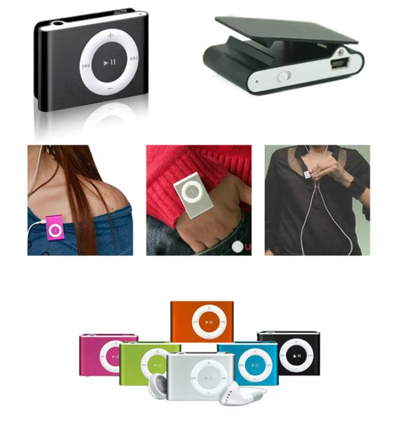 

MP3 Clip Mini Portable MP3 Player Metal Box Multicolors Waterproof No Memory Card Music Player with TF Slot Easy To Carry 1PC